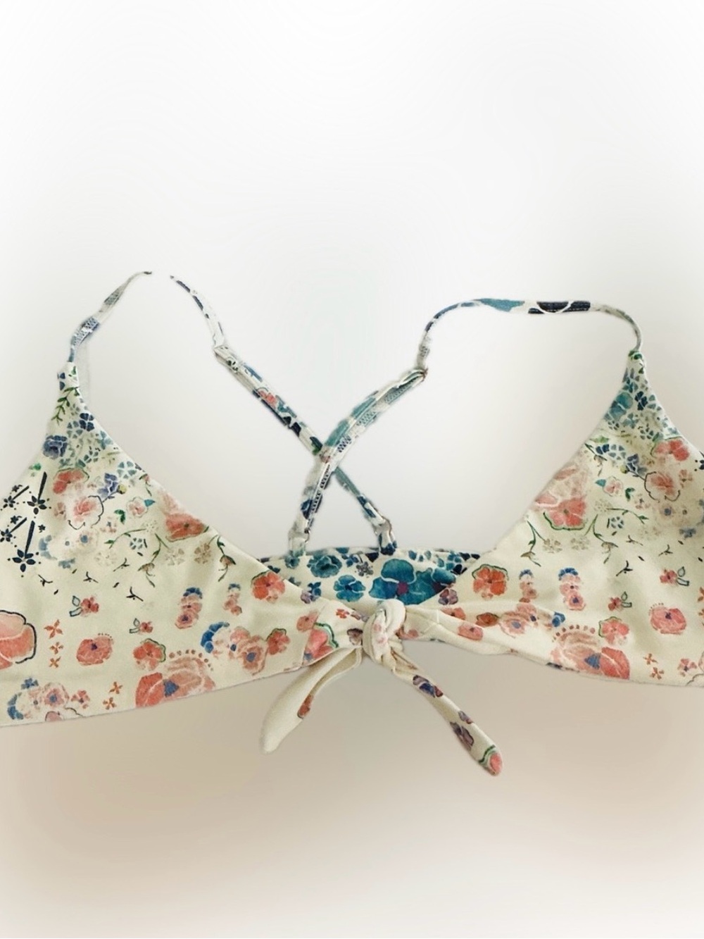 Spiritual Gangster Cream Floral Tie-Front Bralette Medium